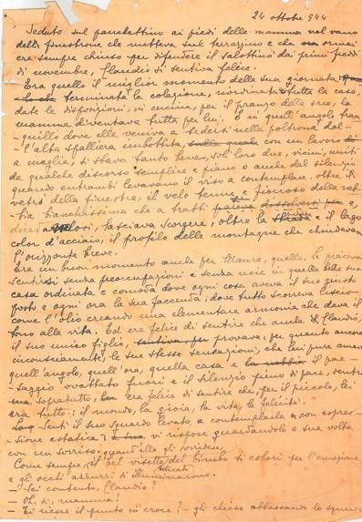 Prima pagina di un manoscritto senza titolo di Flavia Steno