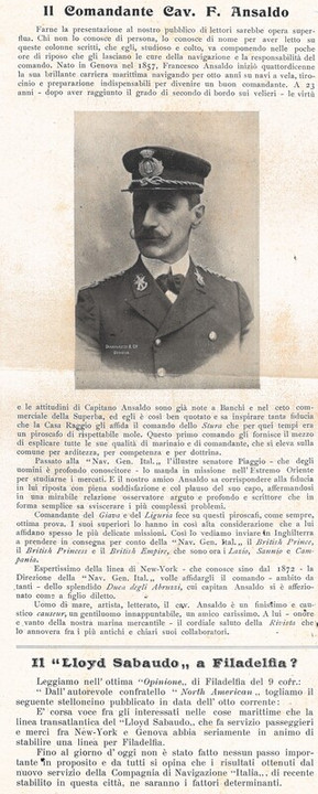 Articoli di giornale e recensioni delle conferenze di Francesco Gerolamo Ansaldo