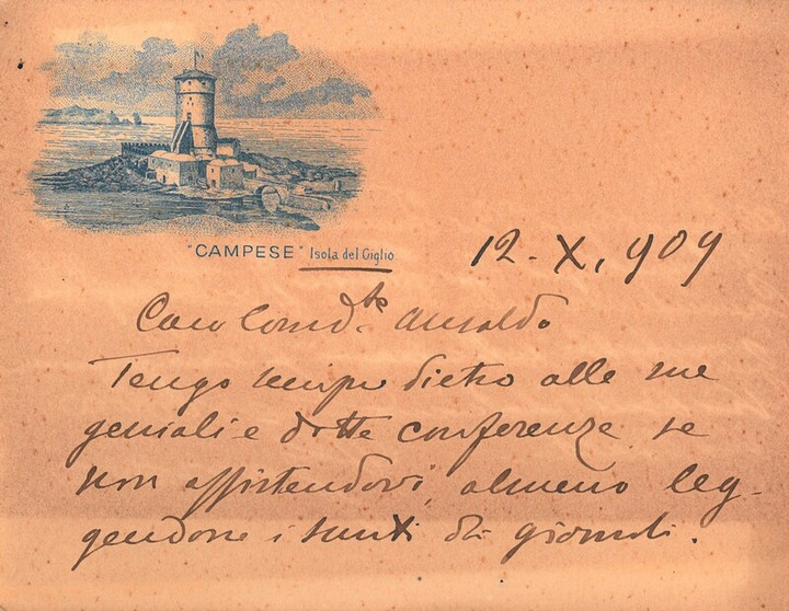 Biglietto del capitano Enrico Alberto D'Albertis, 12-10-1909 (1)