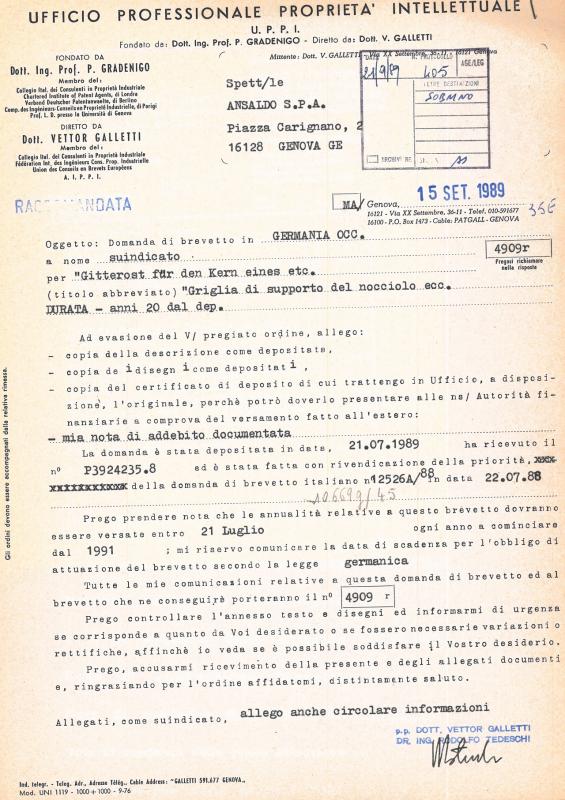 Griglia di supporto del nocciolo di un reattore nucleare e procedimento di fabbricazione della stessa (DE)