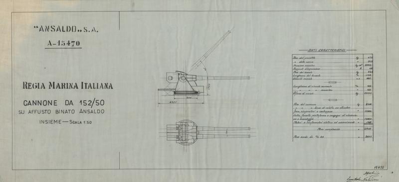 Cannone da 152/50 - su affusto binato Ansaldo