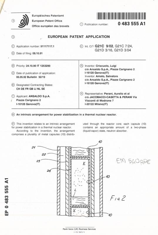Dispositivo intrinseco di stabilizzazione della potenza di un reattore nucleare termico (EPO)