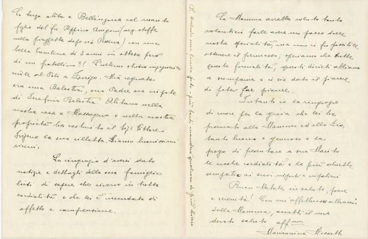 Lettera di Mariannina Nocetti, Lugano, 18 dicembre 1946, 3° parte.
Flavia Steno non lesse mai questa lettera in quanto morì improvvisamente il giorno successivo alla sua stesura, il 19 dicembre 1946.