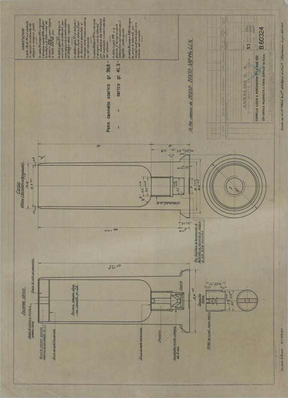 Cannoni da 203/50 - 203/53 - 320/44 e GCN - cannello liscio a percussione modello 935