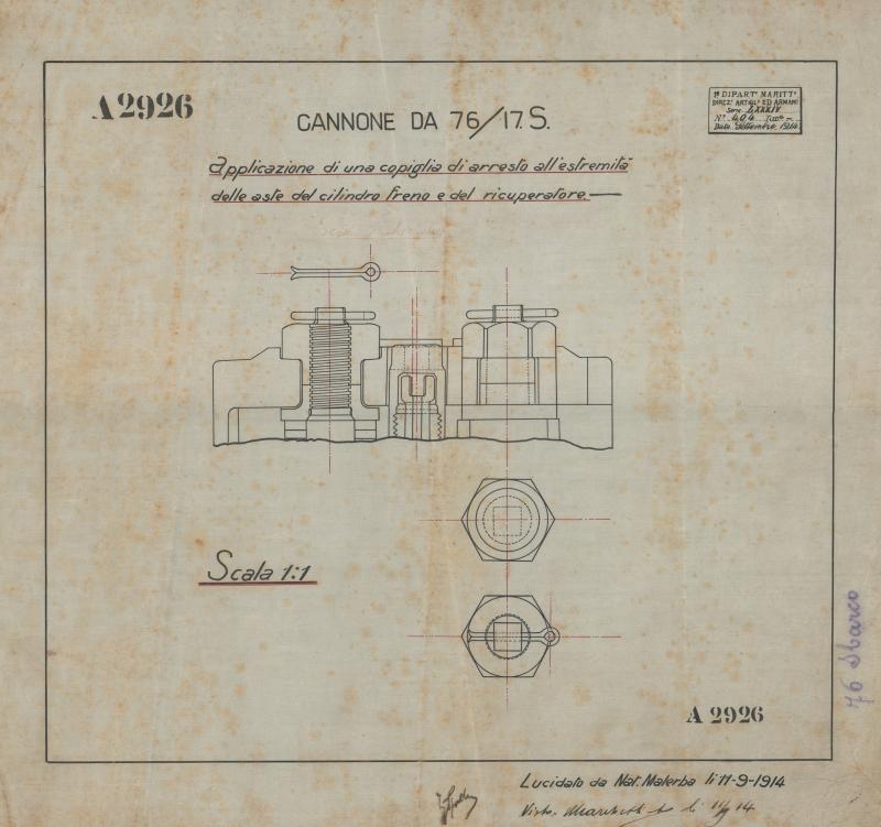 Cannone da 76/17 - applicazione di una copiglia