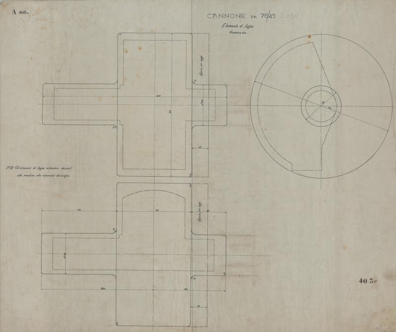 Cannone da 76/45 S 1911 - elementi di forgia