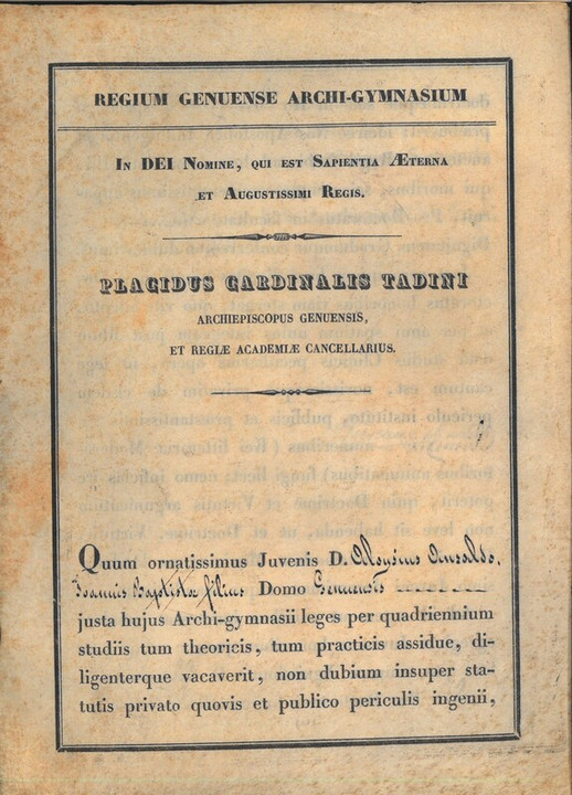Diploma in Chirurgia di Luigi Ansaldo