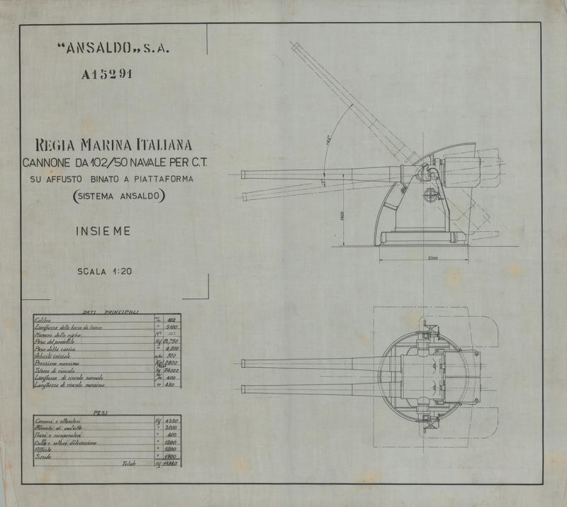 Cannone da 102/50 - su affusto binato a piattaforma