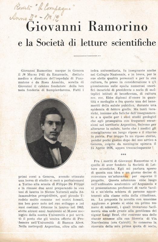 Giovanni Ramorino e la società di letture scientifiche, seconda metà XIX sec. (1)