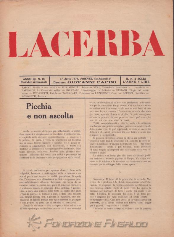 Lacerba, n. 16, 1915