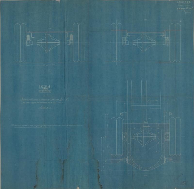Vettura Lancia - schema posteriore châssis