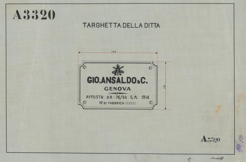 Cannone da 76/50 - targhetta della ditta