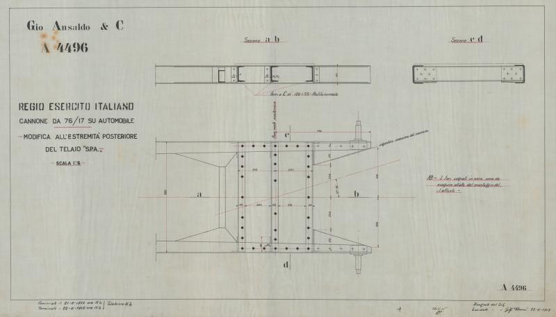 Cannone da 76/17 su automobile - modifica del telaio &quot;S.P.A&quot;