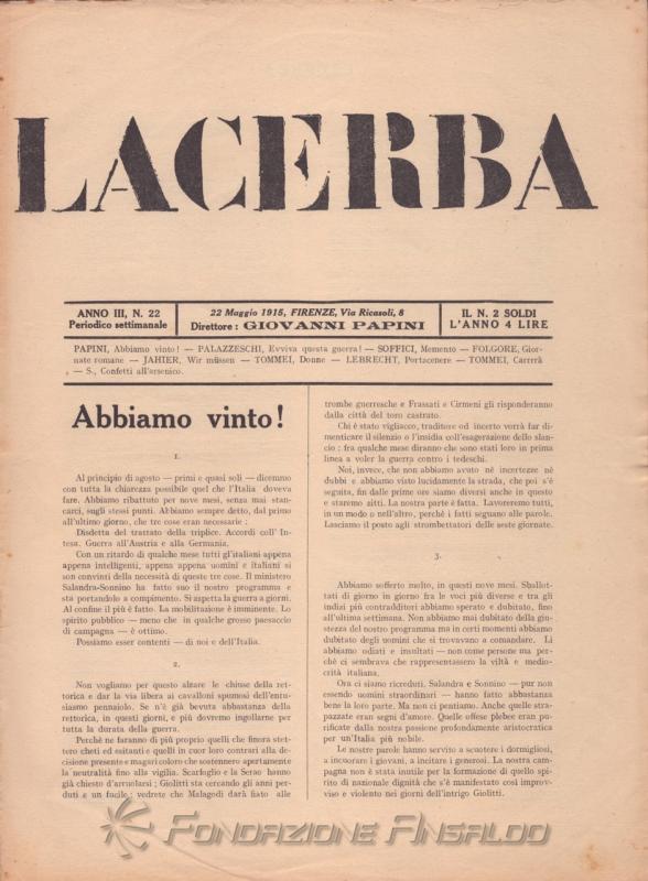 Lacerba, n. 22, 1915