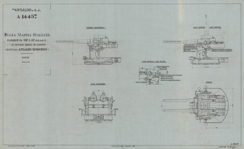 Cannone da 102/42 - su affusto binato da coperta