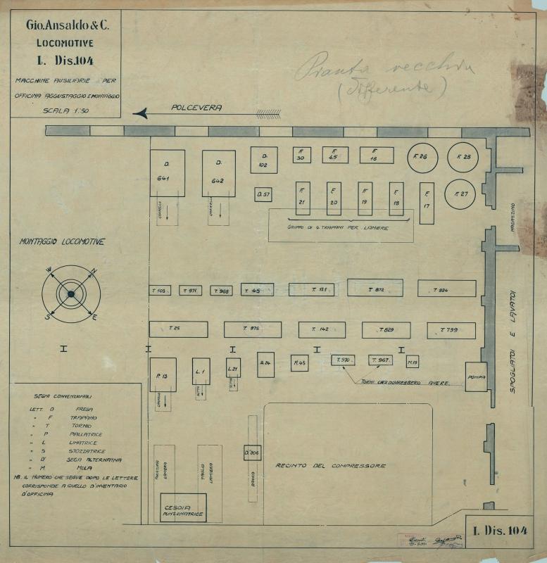 Stabilimento Locomotive - macchine ausiliarie per officina aggiustaggio e montaggio
