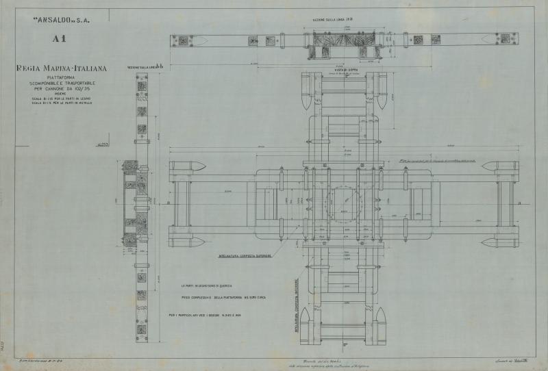 Cannone da 102/35 - piattaforma scomponibile e trasportabile