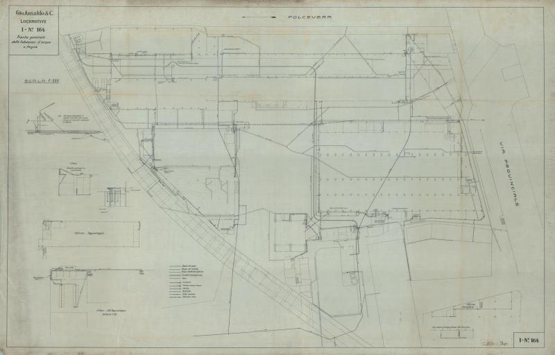 Stabilimento Locomotive - pianta generale delle tubazioni d&#039;acqua e fogne