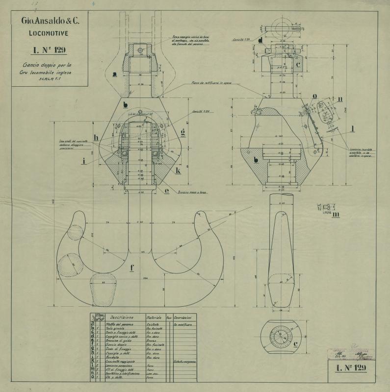 Stabilimento Locomotive - gancio doppio per la gru locomobile inglese