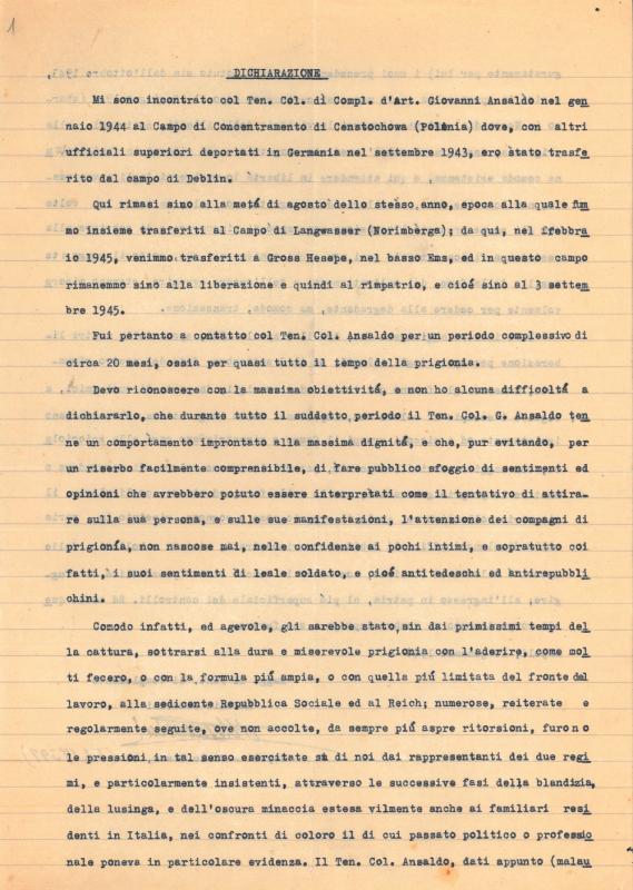 Dichiarazioni rilasciate a favore di Giovanni Ansaldo