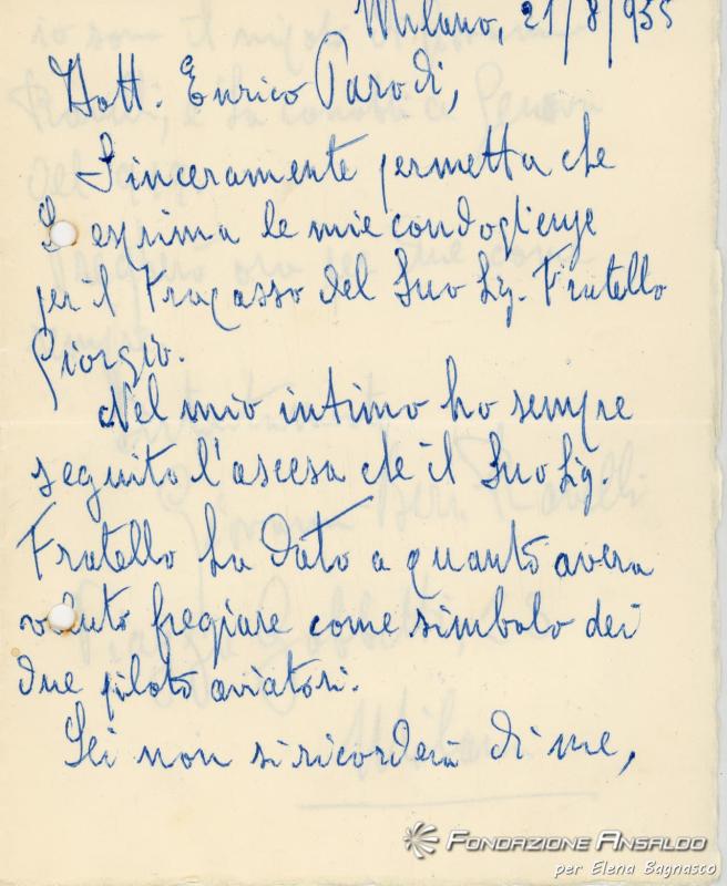 Ravelli Benzi Giovanni - lettera