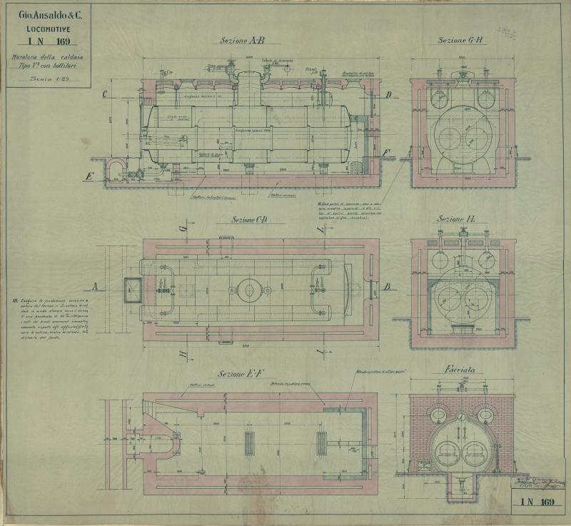 Stabilimento Locomotive - muratura della caldaia tipo V.3 con bollitori