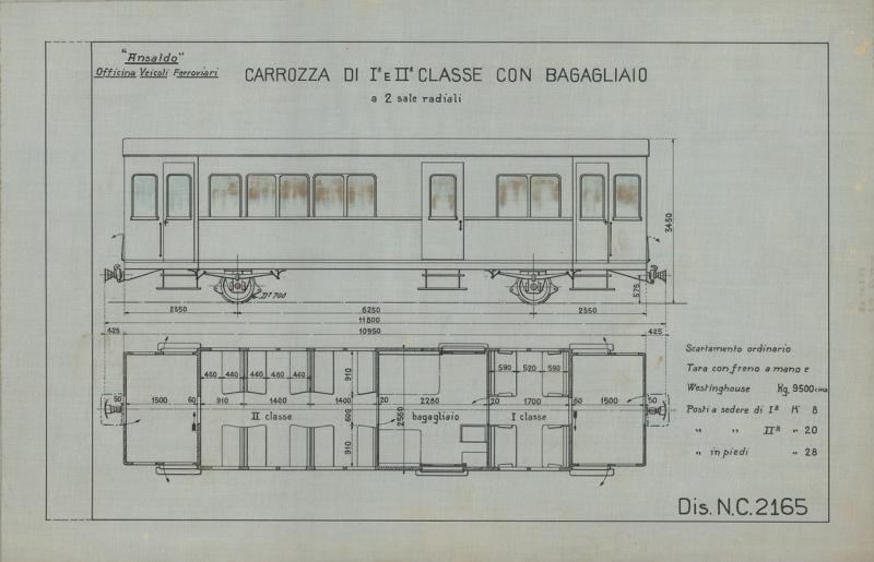Carrozza di prima e seconda classe con bagagliaio