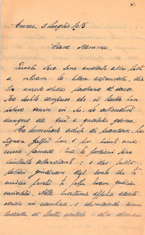 Guerra - Lettere di Giovanni. Secondo periodo fronte Milano. Lettere del Giovanni prima della morte dell&#039;Emma