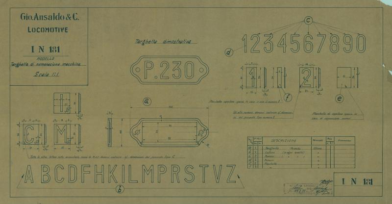 Stabilimento Locomotive - targhette di numerazione macchine