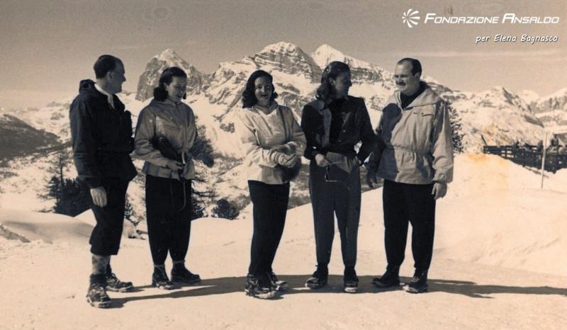 Famiglia Parodi - Giorgio Parodi con la moglie Elena, la cognata Gabriella,  un&#039;amica e il fratello Enrico sulla neve
