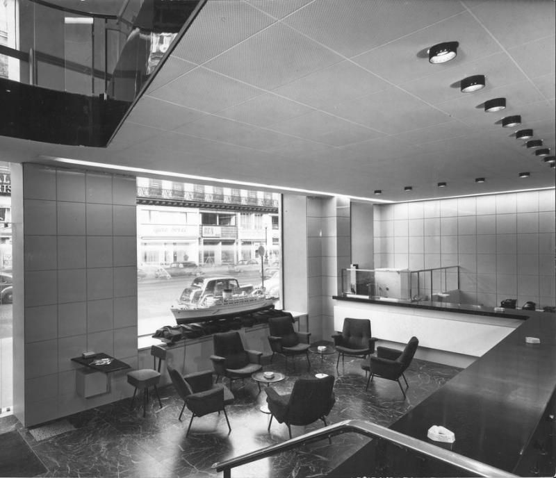 Uffici Italia di Navigazione a Parigi - Pianterreno e sala ricezioni passeggeri, 1955