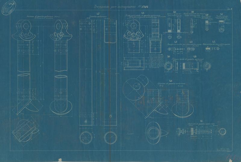 Treppiede per mitragliatrice m.1914 - particolari