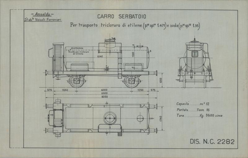 Carro serbatoio per trasporto tricloruro di etilene