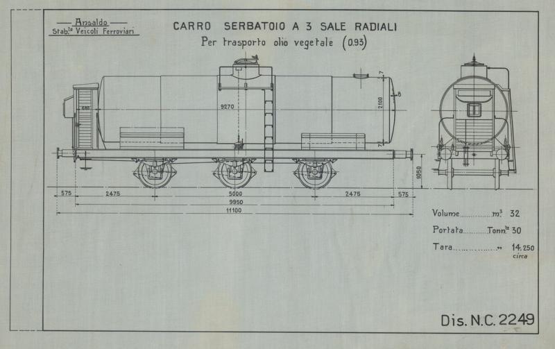 Carro serbatoio per trasporto olio vegetale