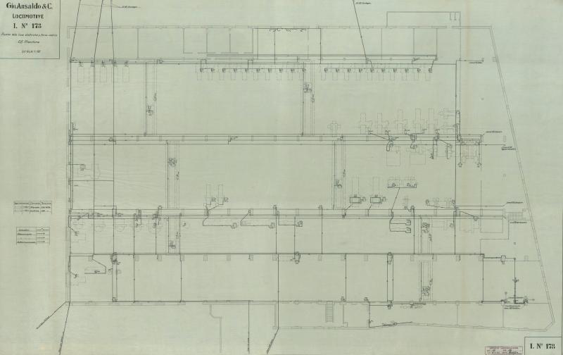 Stabilimento Locomotive - pianta delle linee elettriche per forza motrice Officina Macchine