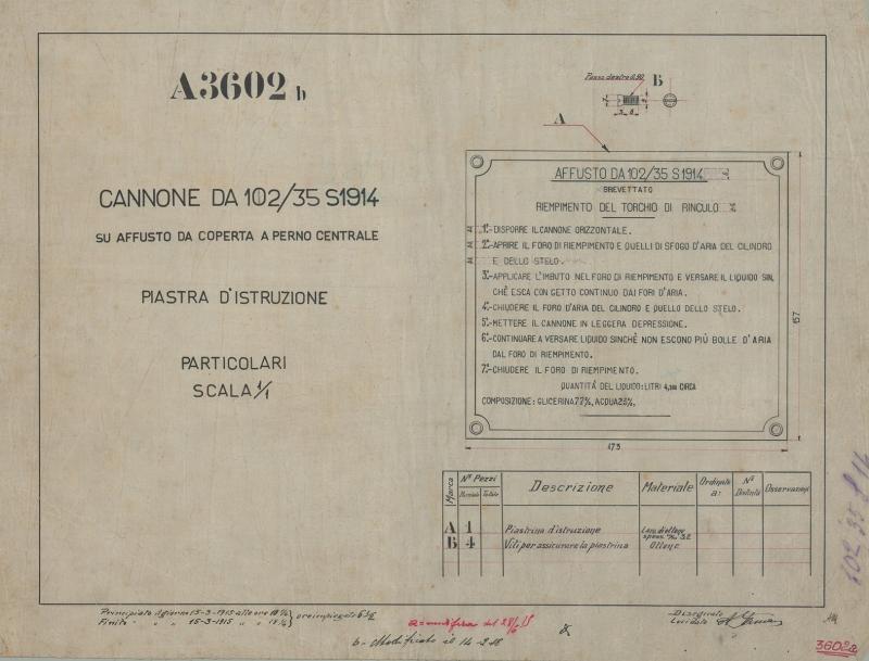 Costruzione 102/35 S.1914 - piastra d&#039;istruzione