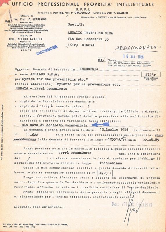 Impianto per la prevenzione del riempimento di un generatore di vapore  (ID)