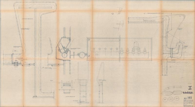 Eugenio Costa - Ponte del lido - Piscina di prima classe - Profili della piscina, giochi d&#039;acqua e scalette