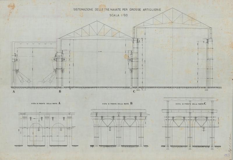 Stabilimento Artiglierie - sistemazioni delle navate per grosse artiglierie